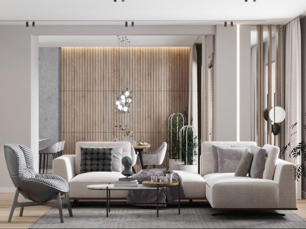 Гостиная, совмещенная с кухней