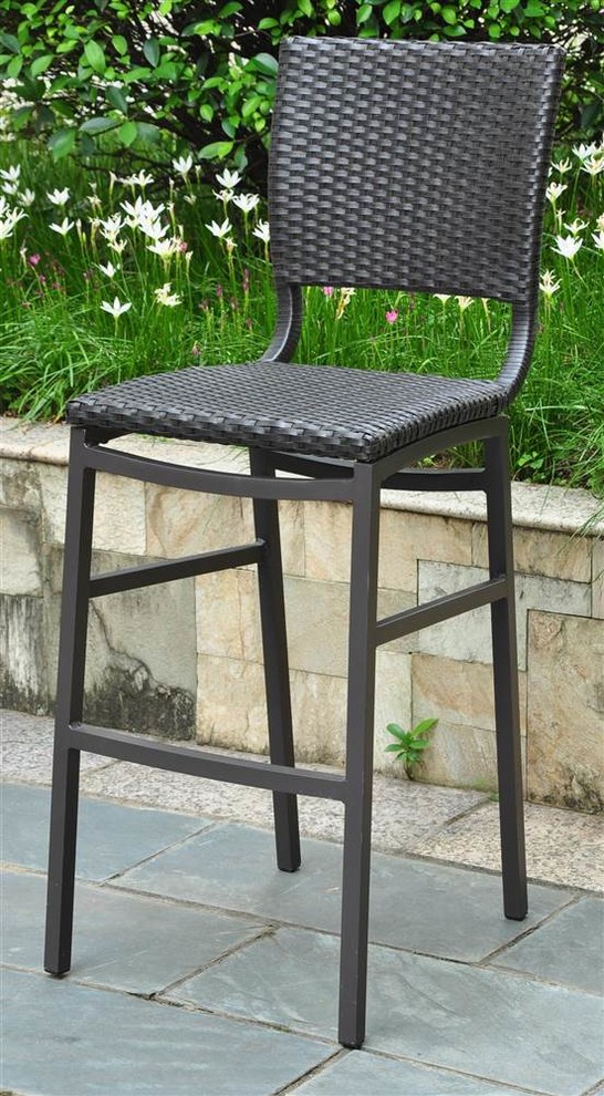 Wicker Resin/Aluminum Patio Bar Stool - Set of 2 ...