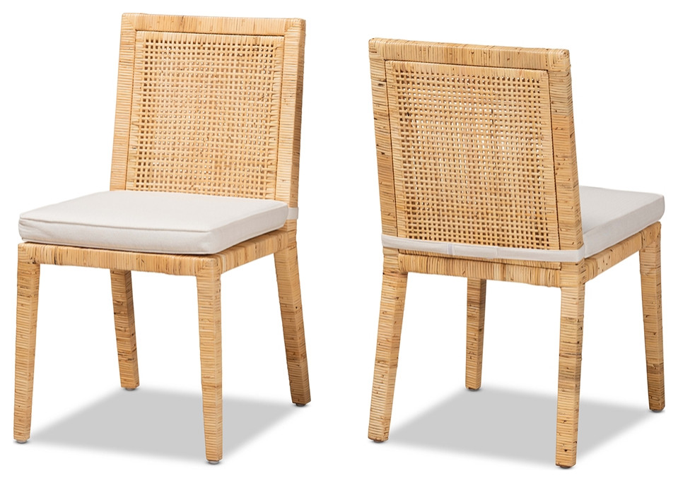 Holland Rattan Dining Chairs (Set of 2) Beach Style Dining Chairs