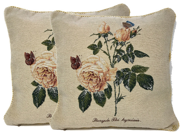 Square Floral Vintage Golden Summer Tapestry Cushion Throw Pillow