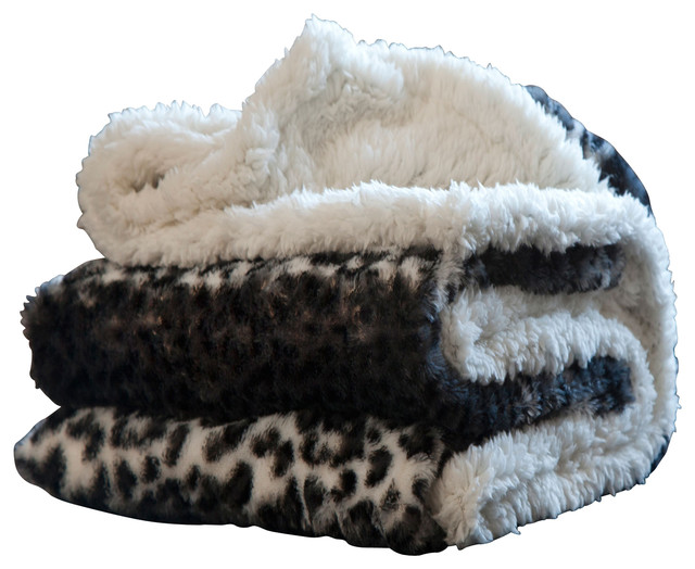 Lavish Home Animal Print Fleece Sherpa Blanket Throw by Lavish Home View in Your Room! Houzz