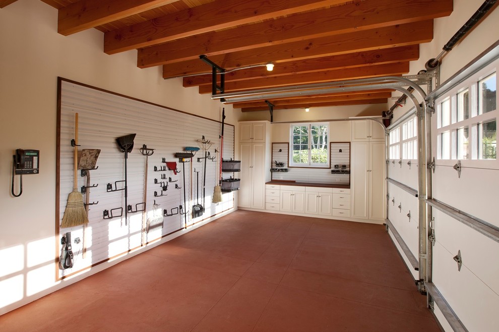 This is an example of a traditional two-car garage in Santa Barbara.