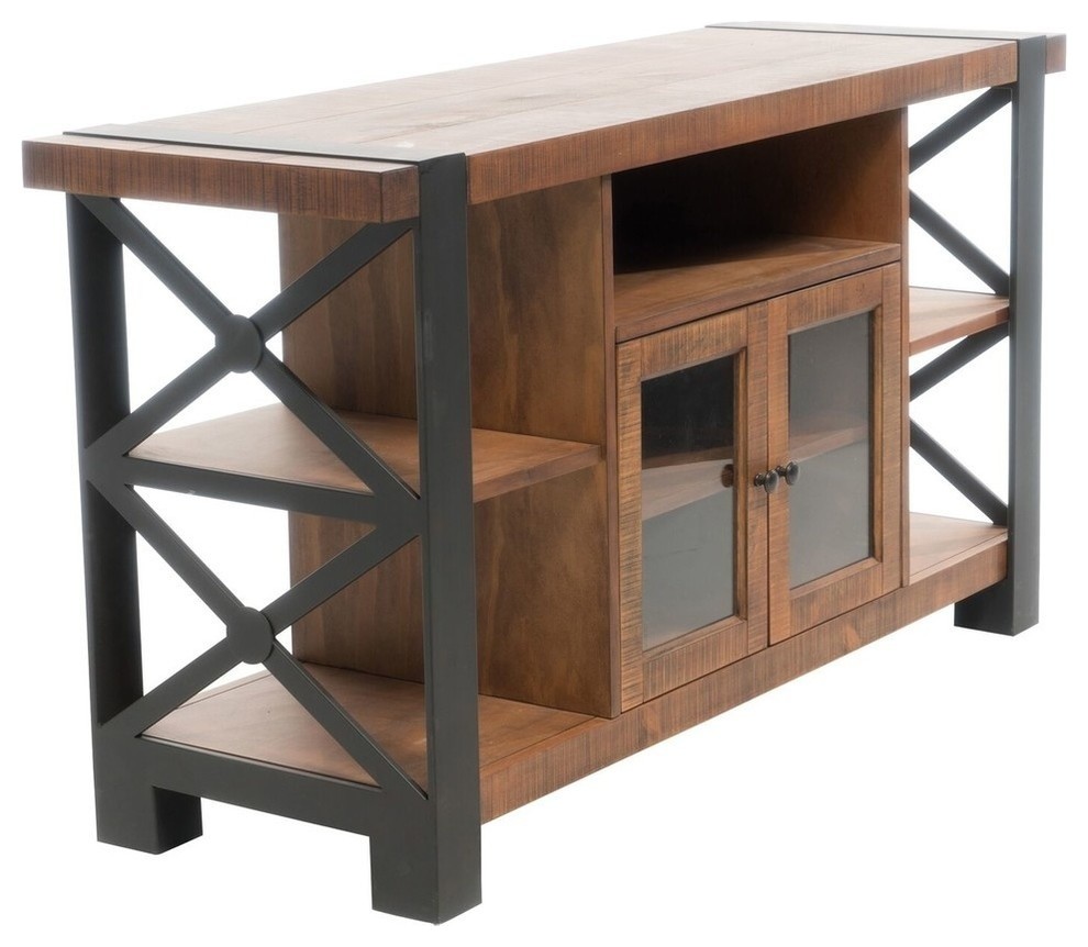 Gdf Studio Breeden Natural Wood Tv Console With Cabinets