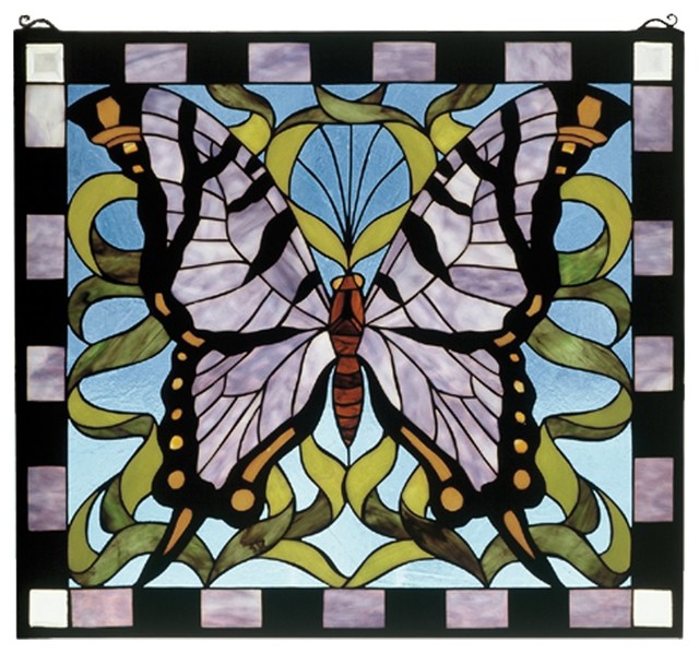 Meyda Tiffany Purple Butterfly Tiffany Window X-46464