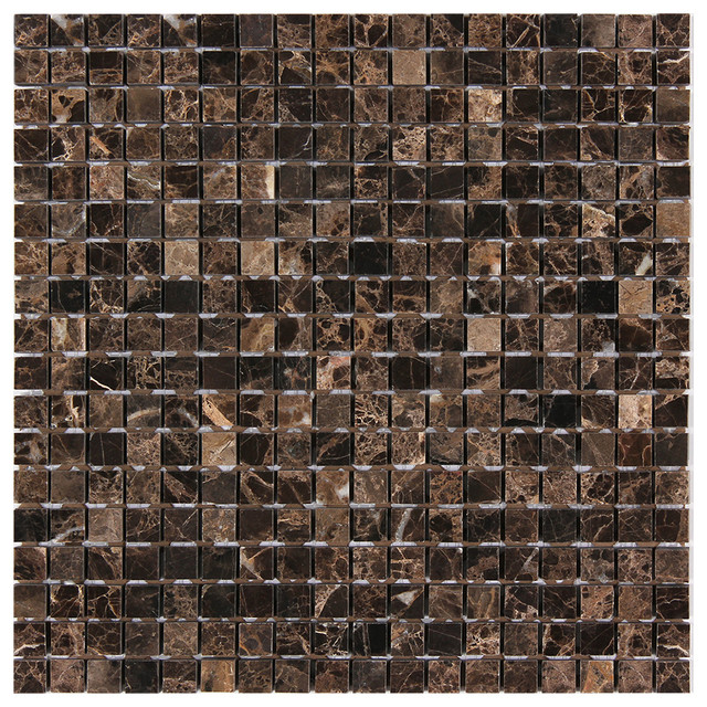 Stone Co 12 X12 Dark Emperador Square Polished Marble Mosaic 12 X12 Dark Emperador Square Polished Marble Mosaic Traditional Tile
