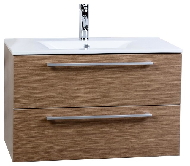 ConceptBaths Caen 32" WallMount Modern Bathroom Vanity Light Oak