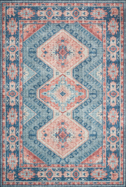 Skye Printed Area Rug by Loloi II, Turquoise/Terracotta, 2'6"x12'0"