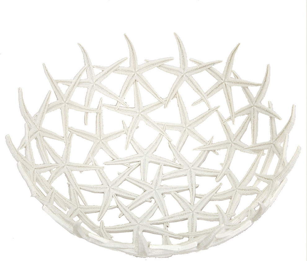14 White Polyresin Starfish Bowl Beach Style Decorative Bowls