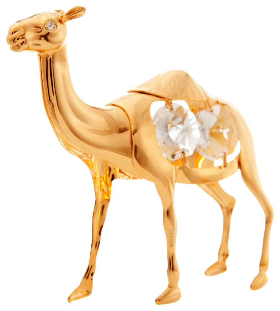 24K Gold Plated Crystal Studded Camel Ornament