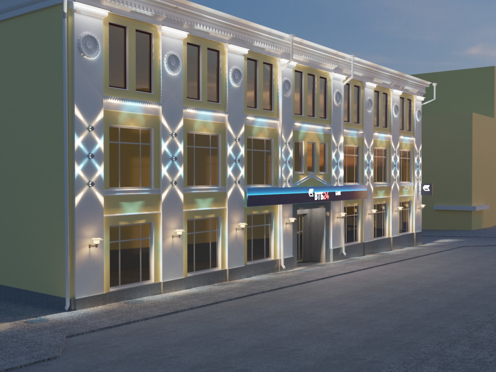 Световое решение фасада банка