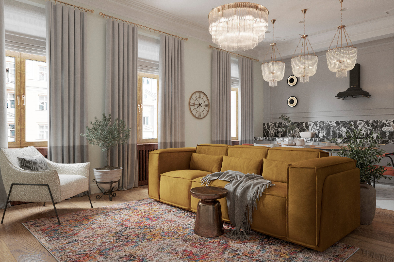 Проект в старом фонде в центре СПб. Ретро и винтаж.