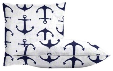 Navy Anchors Throw Pillow Set