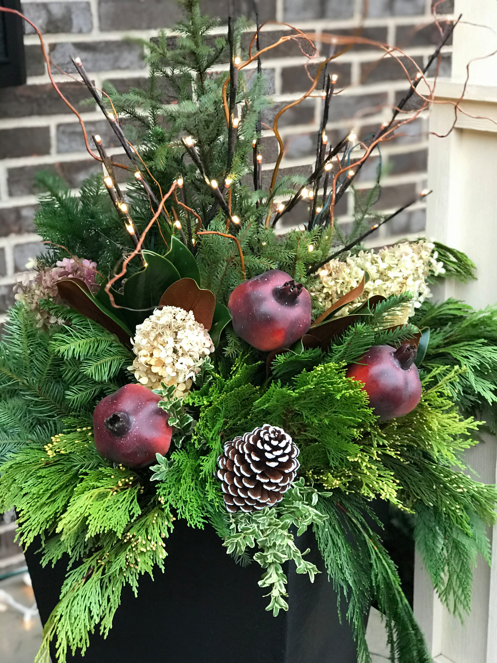 Winter containers and Holiday Decorations