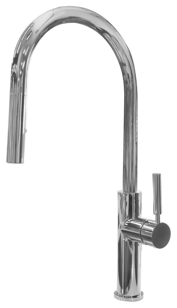 Commercial Grade Brushed Stainless Steel Faucet, Pull Down Spray