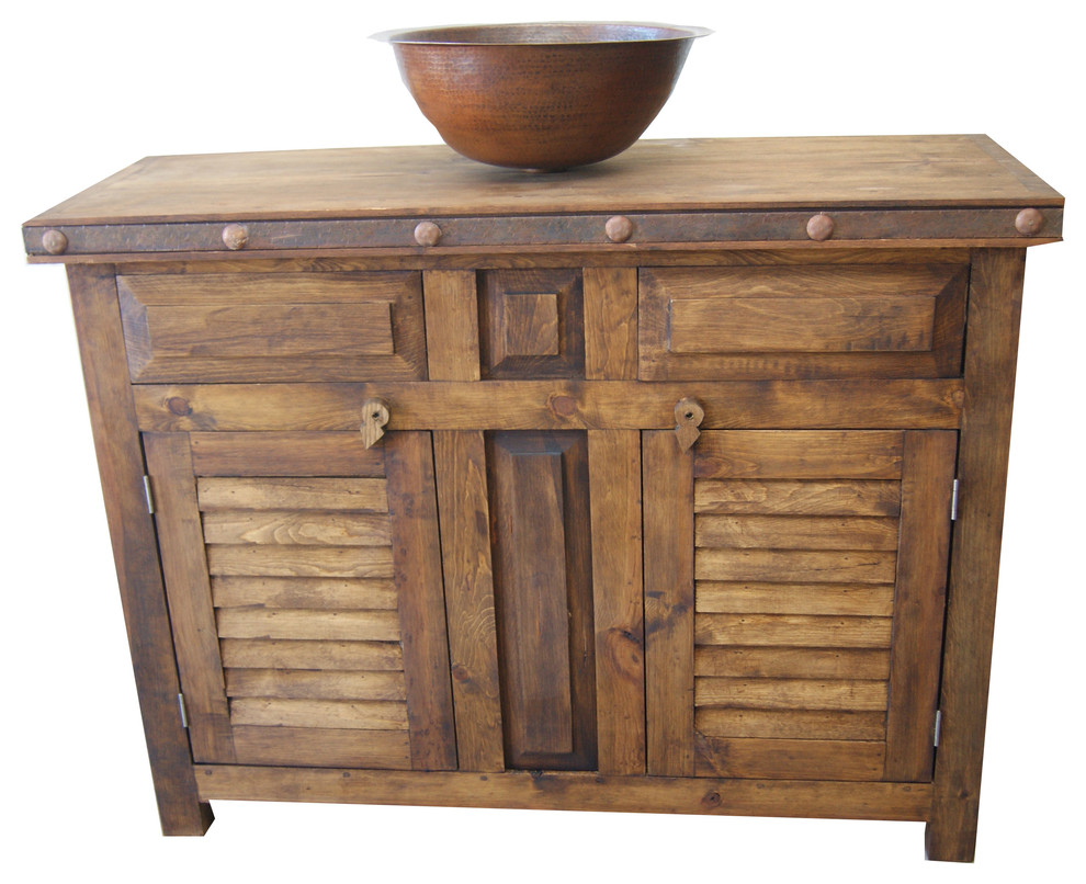 Rustic Shutter Doors Bathroom Vanity, 48"x20"x32" - Rustic - Bathroom ...