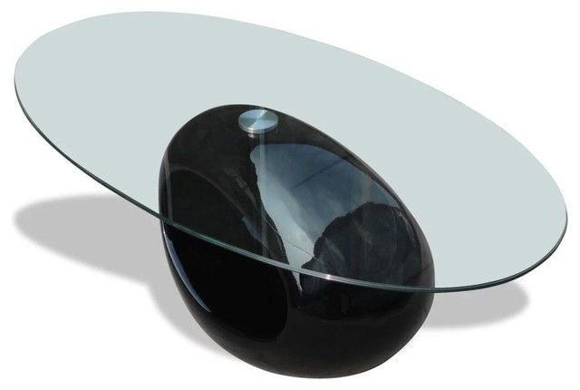 Vidaxl Oval Coffee Table Nightstand Fiberglass High Gloss Black Base Glass Top Contemporary Tables By Vida Xl International B V - Vidaxl Coffee Table With Oval Glass Top High Gloss Black Vidaxl Oval Coffee Table Nightstand Fiberglass High Gloss Black Base Glass Top Contemporary Tables By Vida Xl International B V - Vidaxl Coffee Table With Oval Glass Top High Gloss Black