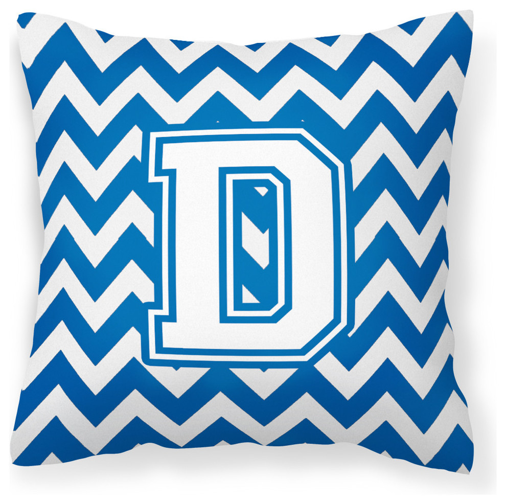 Letter D Chevron Blue And White Fabric Decorative Pillow Contemporary Outdoor Cushions And Pillows By The Store