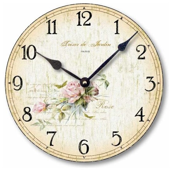 Vintage-Style Shabby Roses Clock, 12 Inch Diameter