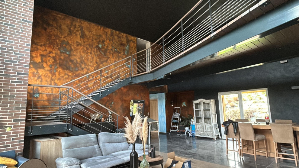 En cours : Décoration d'une pièce de vie style loft industriel