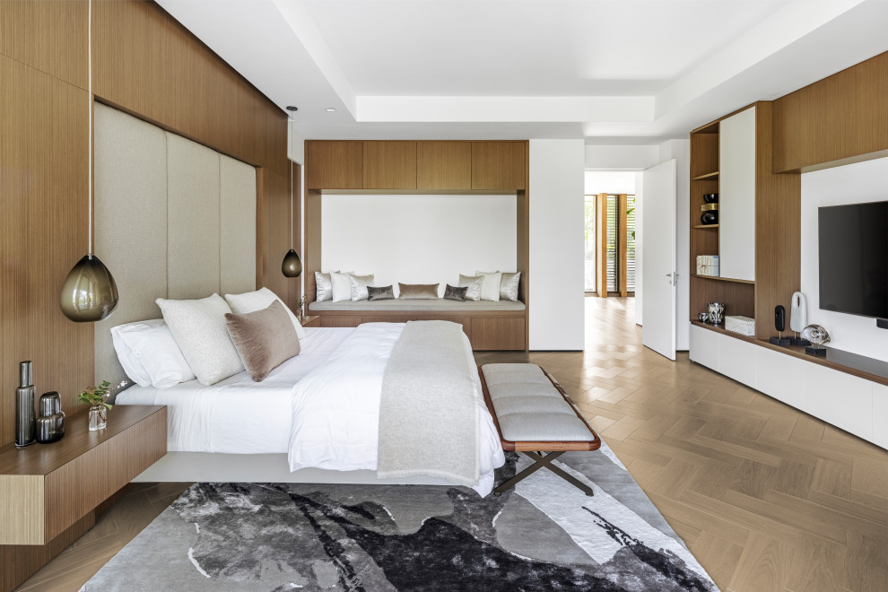 Стильный дизайн: хозяйская спальня в стиле модернизм - последний тренд