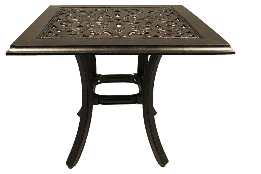 Patio End Table Square 24" Outdoor Cast Aluminum Accent Pool Side