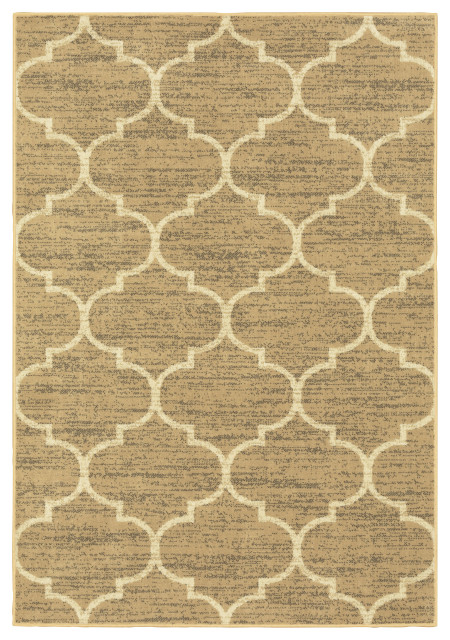 Oriental Weavers Evandale Tan/Ivory Geometric Indoor Area Rug 6'7"X9'2"