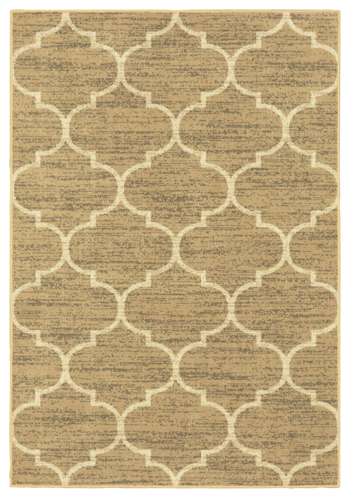 Oriental Weavers Evandale Tan/Ivory Geometric Indoor Area Rug 6'7"X9'2"