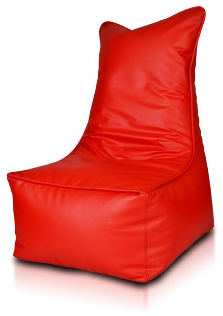 Beanbag Elegant Bonded Leather, Red, Filled Bag