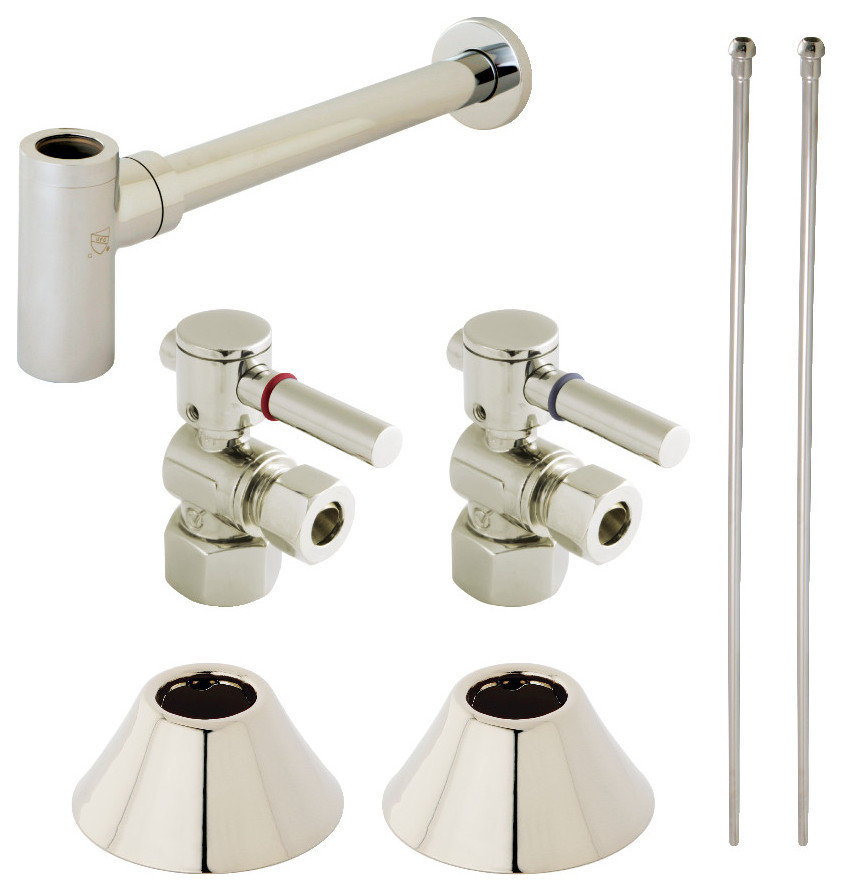 CC43106DLLKB30 Modern Plumbing Sink Trim Kit With Bottle Trap, Polished Nickel Contemporary