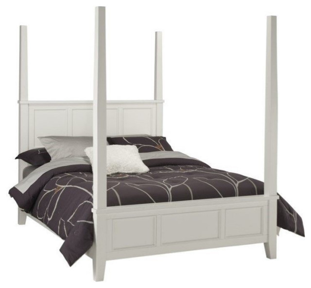 Home Styles Naples Poster Bed in White-King