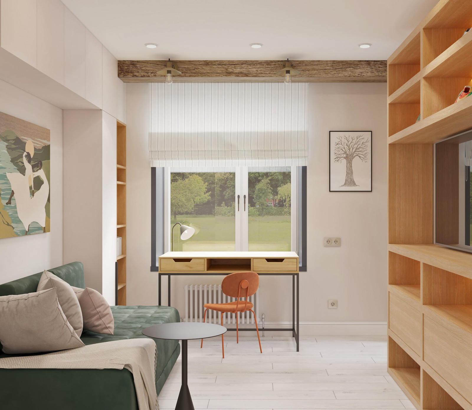 Дизайн проект квартиры с элементами стиля mid-century modern.