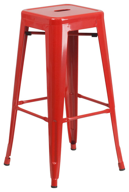 Backless Red Metal Barstool CH-31320-30-RED-GG