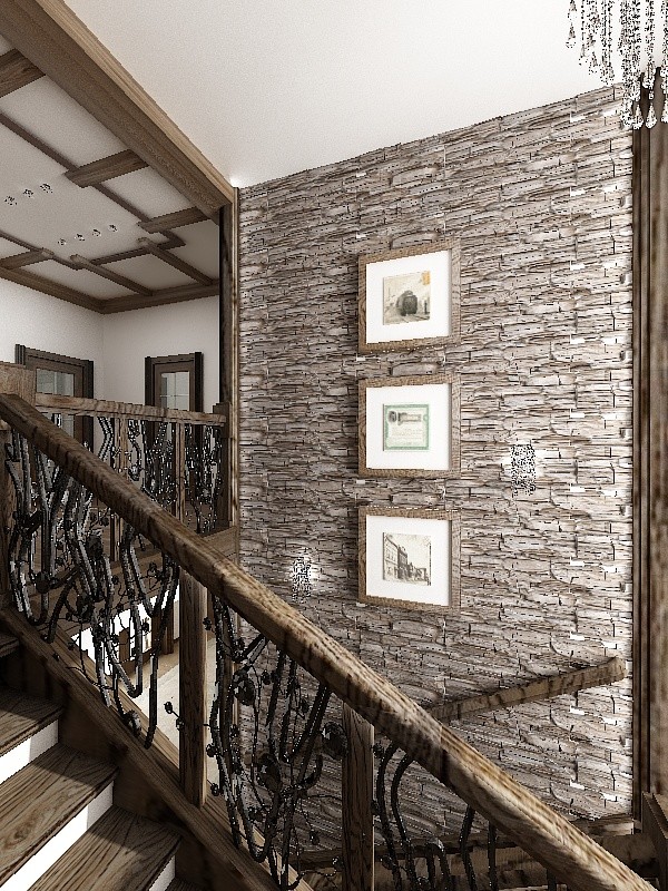 Дизайн-проект лестницы в стиле "Шале".