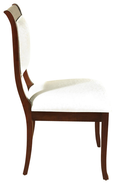 Set of 8 Solid Dark Cherry Upholstered Cream Dining Side Chairs