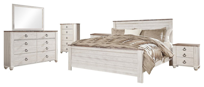 Ashley Willowton 6 Piece Queen Panel Bedroom Set White