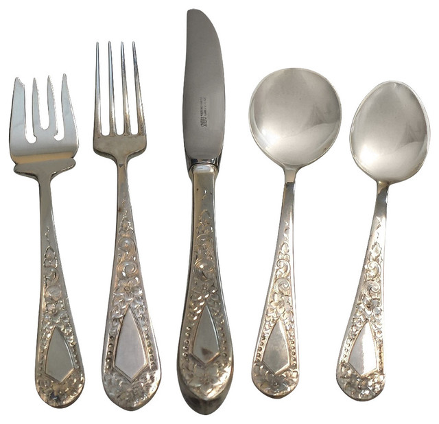 Kirk Stieff Sterling Silver Betsy Patterson Engraved 5-Piece Place Setting