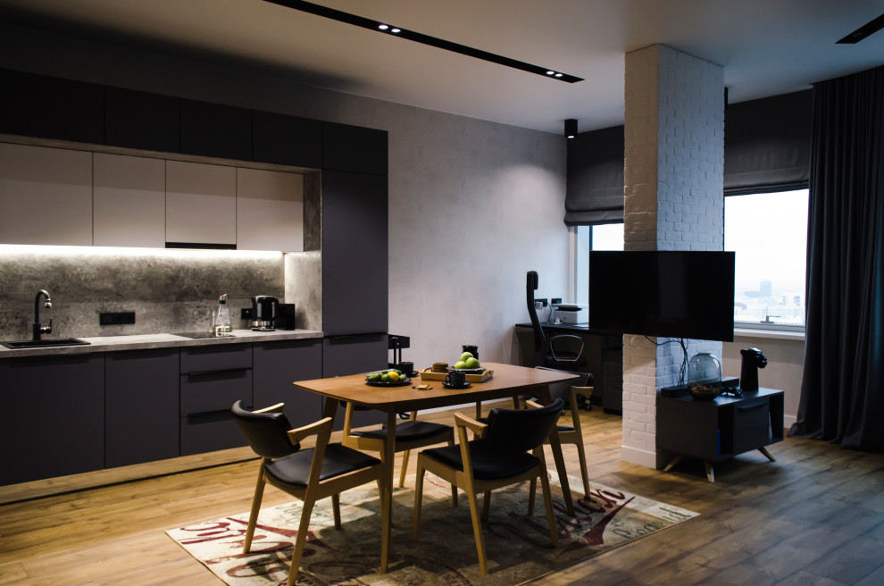 Monochrome apartments for young man on 24th floor