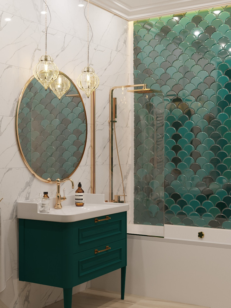Ванна в зелёных тонах
