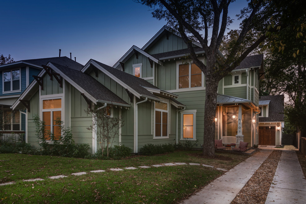 Traditional exterior in Austin with wood siding.