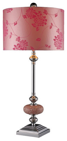 Dimond Lighting Lauren 1 Light Table Lamp in Chrome and Pink Mosaic