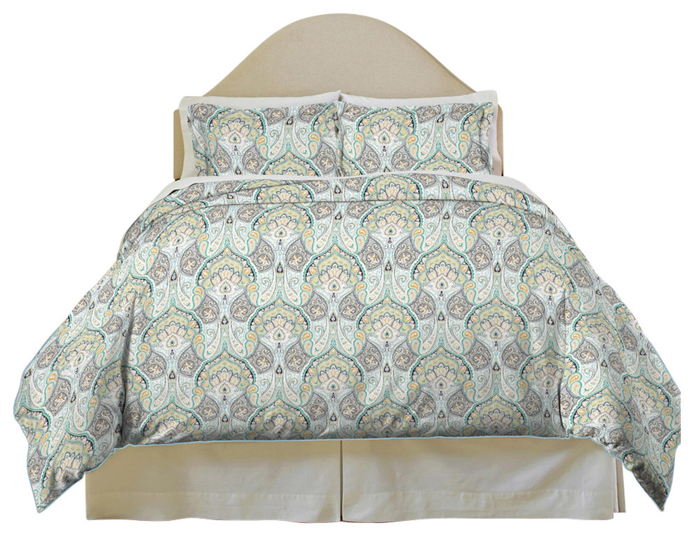 Pointehaven 200tc Printed Percale Duvet Set Fullqueen Mediterranean Duvet Covers And Duvet 