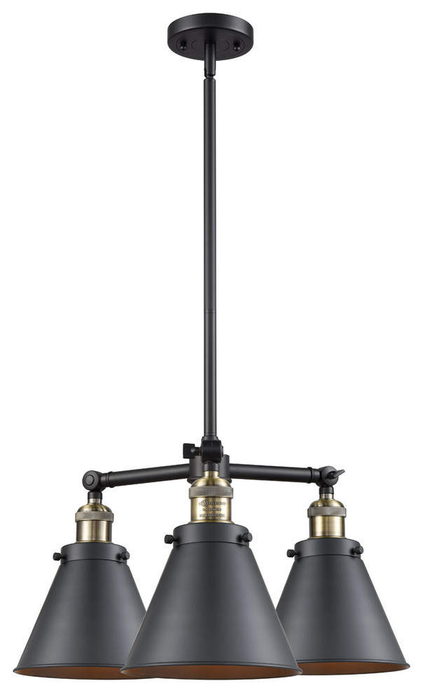 Franklin Restoration Appalachian 3 Light Chandelier, Black Antique Brass, Matte Industrial