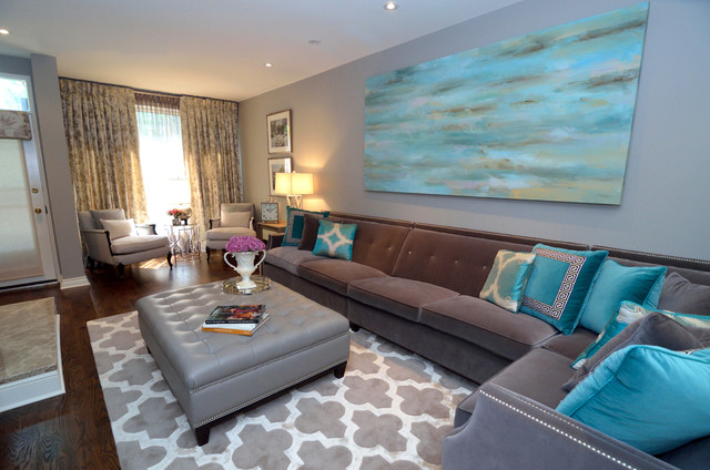 Turquoise Living Room - Transitional - Living Room ...