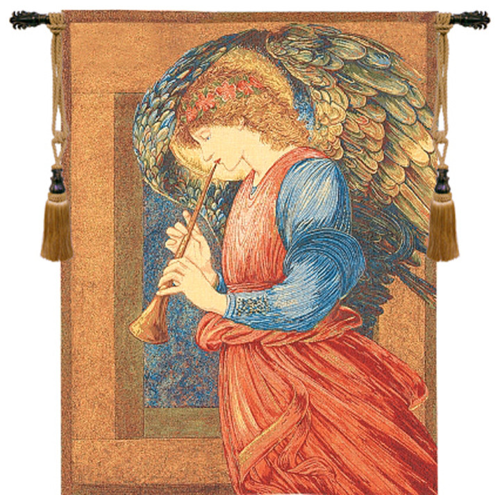 Flageolet Angel European Tapestry Wall Hanging - Traditional ...