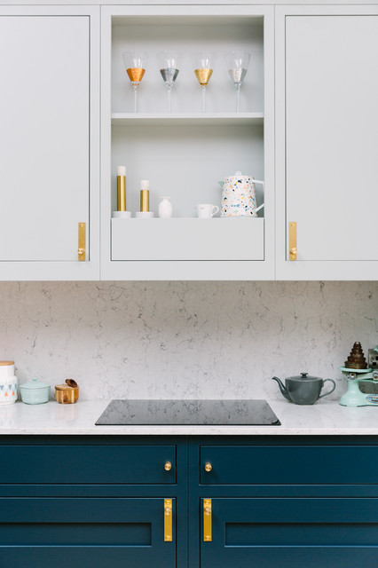 Lucy's Open Plan Blue Kitchen transitional-kitchen