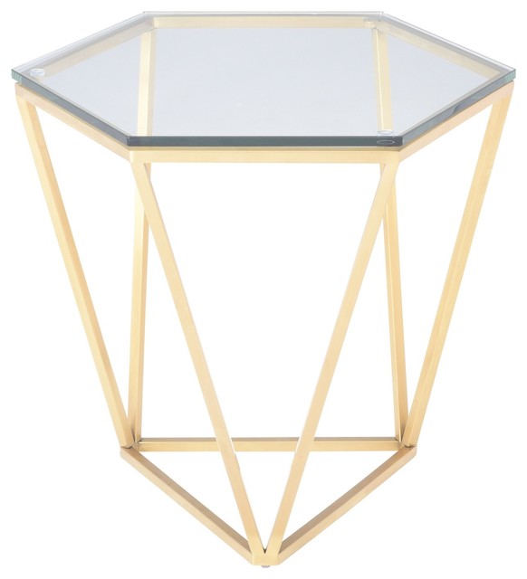Louisa Side Table Glass Top End, Glass Top Side Table With Metal Base
