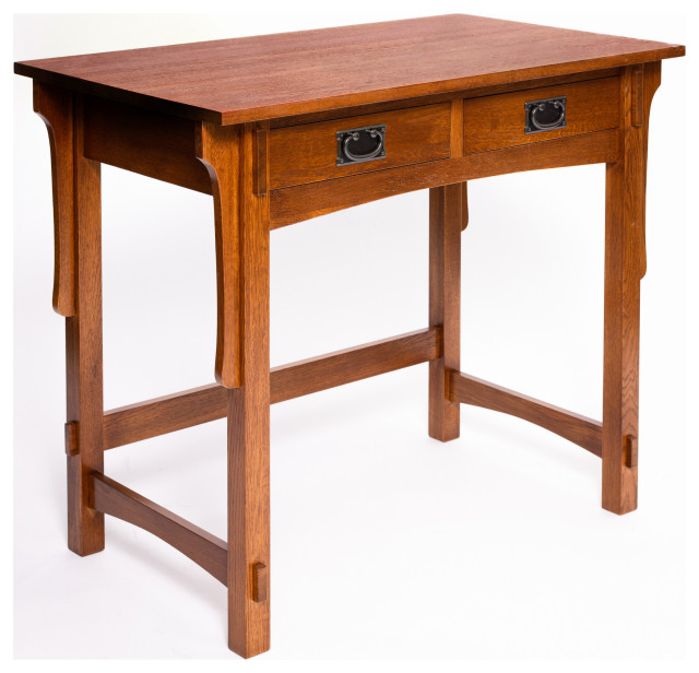 Mission Quarter Sawn Oak Small Desk With 2 Drawers