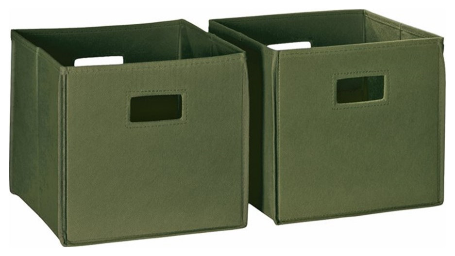 RiverRidge 2Piece Traditional Fabric Folding Storage Bin Set in Green