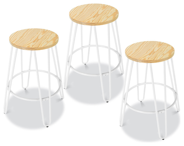 Edgemod Kasey Counter Stool, Set of 3 Midcentury Bar Stools And