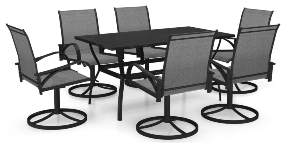 vidaXL Garden Dining Set 7 Pieces Textilene and Steel Outdoor Patio